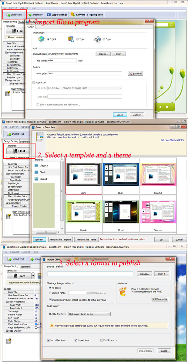 Boxoft Free Digital FlipBook Software Steps