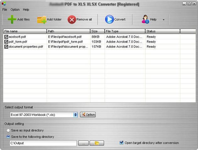 PDF to XLSX converter 2.7.0 full