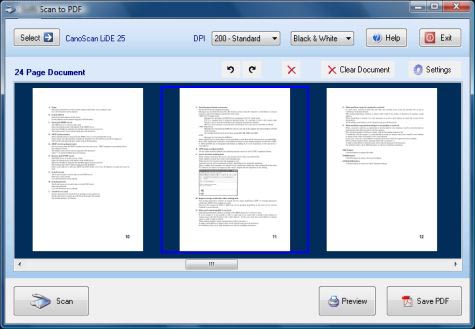 Split PDF on Canon Scanner software