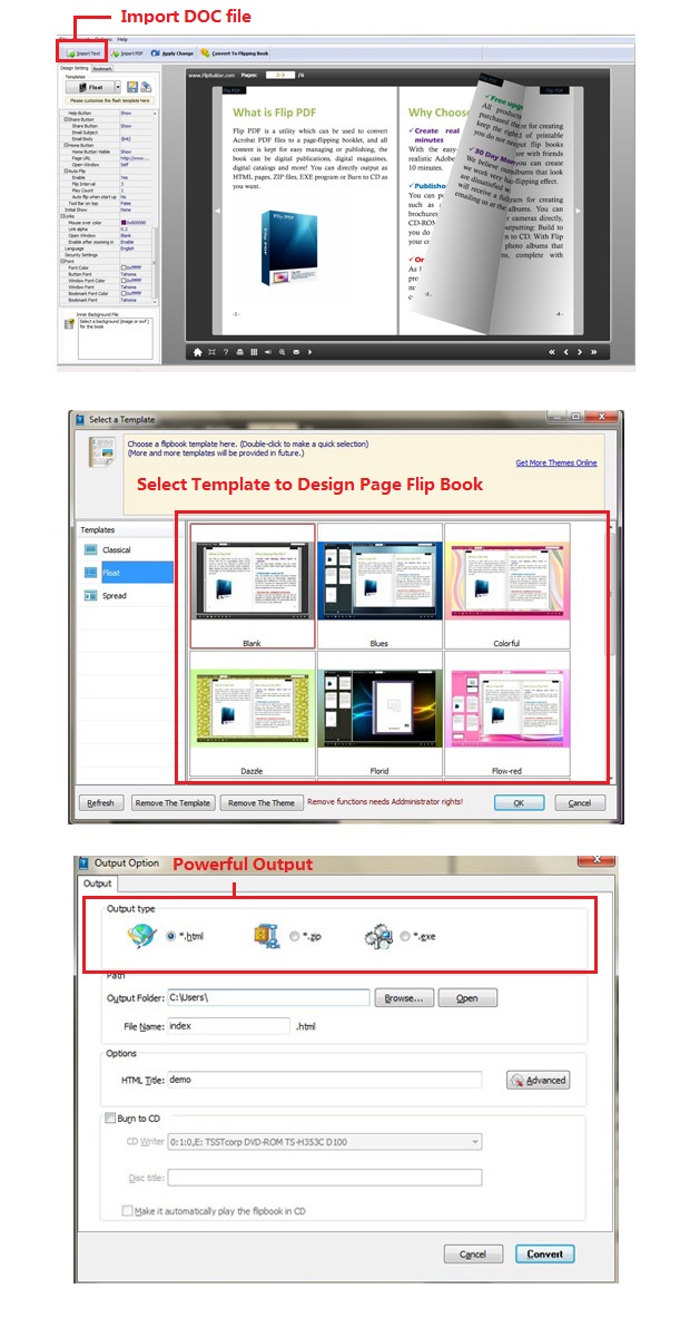 Boxoft Free page flip book creator Steps