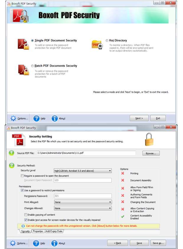 Boxoft pdf security Screenshots