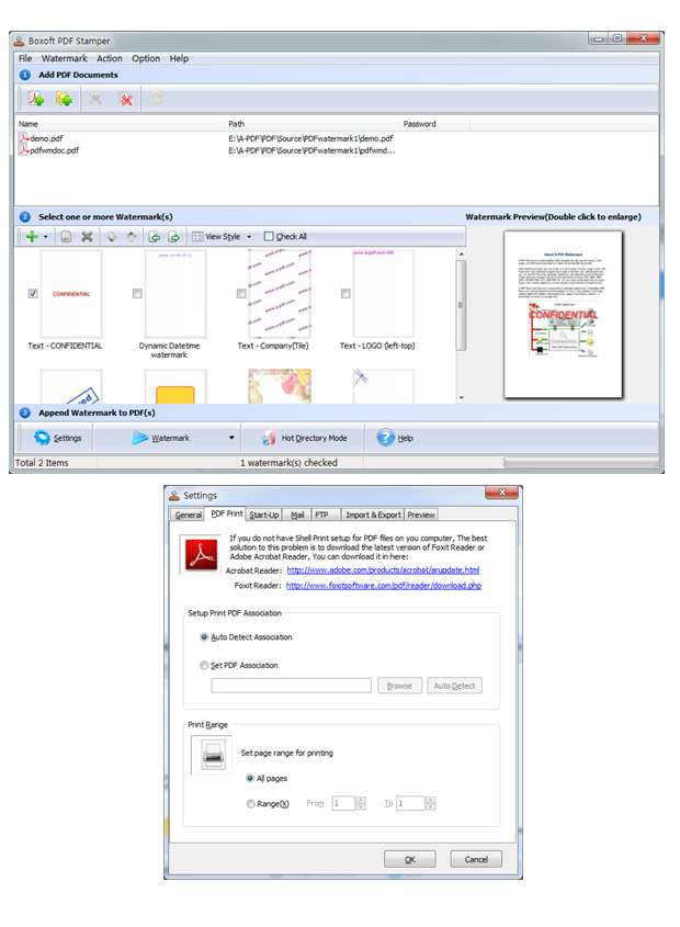 Boxoft pdf stamper Screenshots