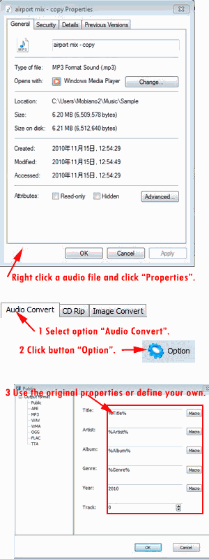 Change the properties of output audio files