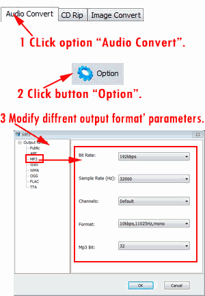 modify the parameters of output audio formats