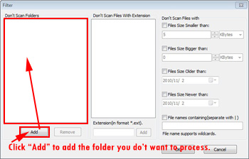 protect folder, filter