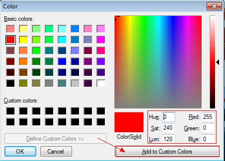 self-defined color panel